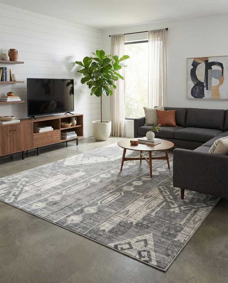 Cascade Range Collection Area Rug - Hood (Gray) Rectangle Gray  lifestyle 16