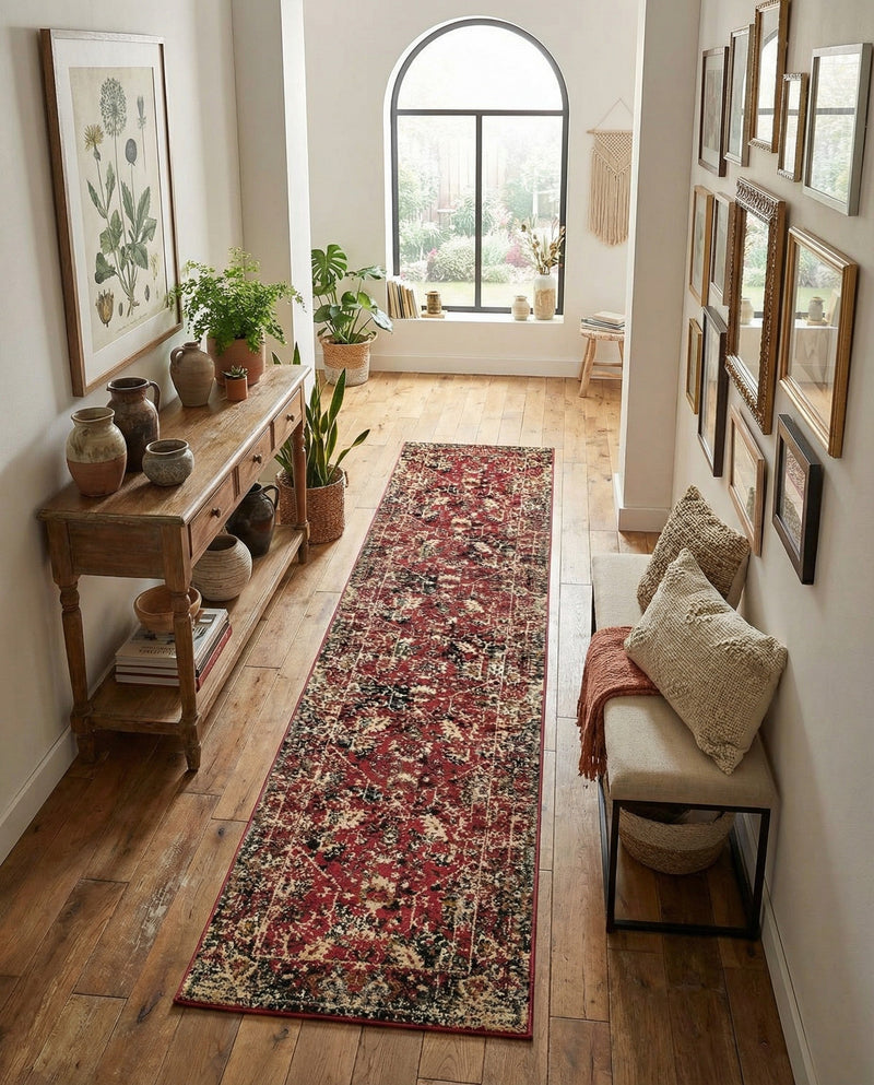 Neptune Elegance Collection Area Rug -  Galatea (Burgundy) Runner Burgundy  lifestyle 75