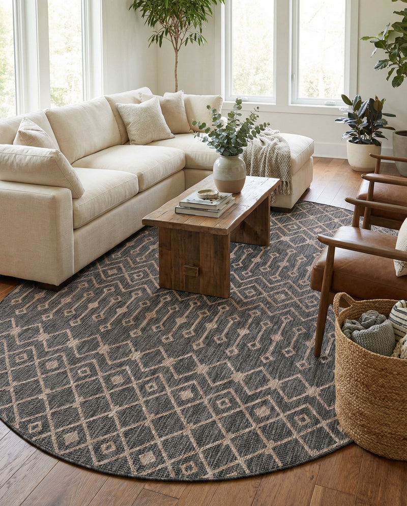 Savannah Pergola Collection Area Rug -  Pergola (Charcoal Gray) Oval Charcoal Gray  lifestyle 35
