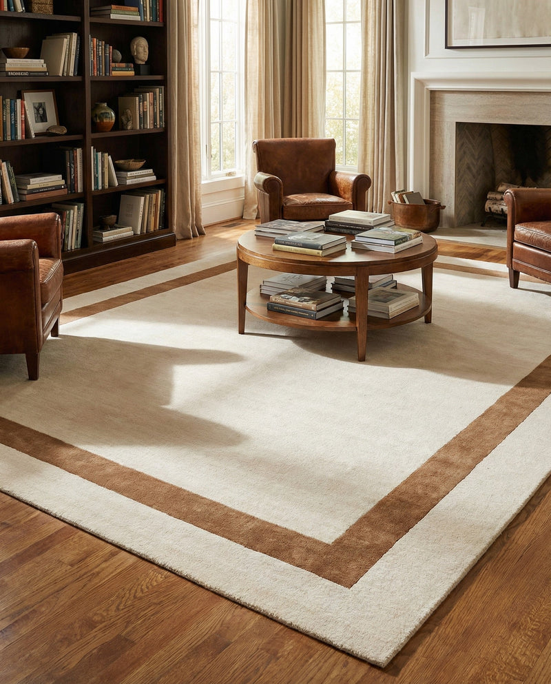 Savannah Borders Wool Collection Area Rug - Chatham Rectangle Ivory  lifestyle 60