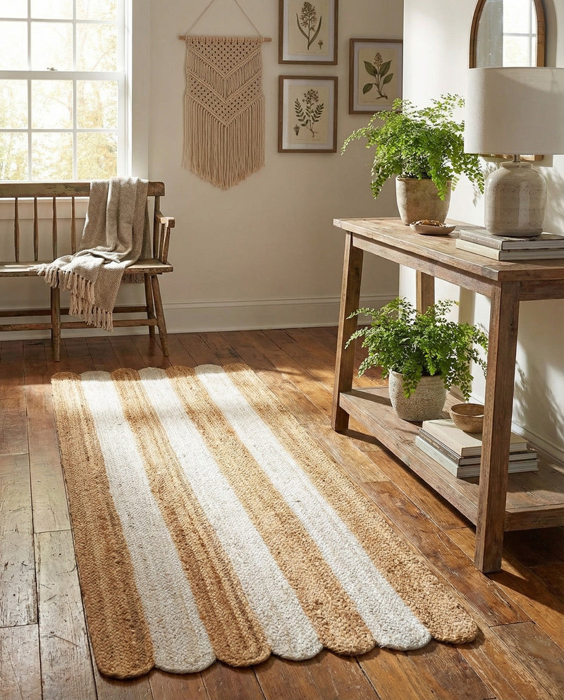 Serenity Braided Jute Collection Area Rug - Luna Runner Natural and Ivory  lifestyle 49