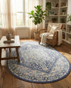 Savannah Series Collection Area Rug - Charleston (French Blue) Oval French Blue  lifestyle 53