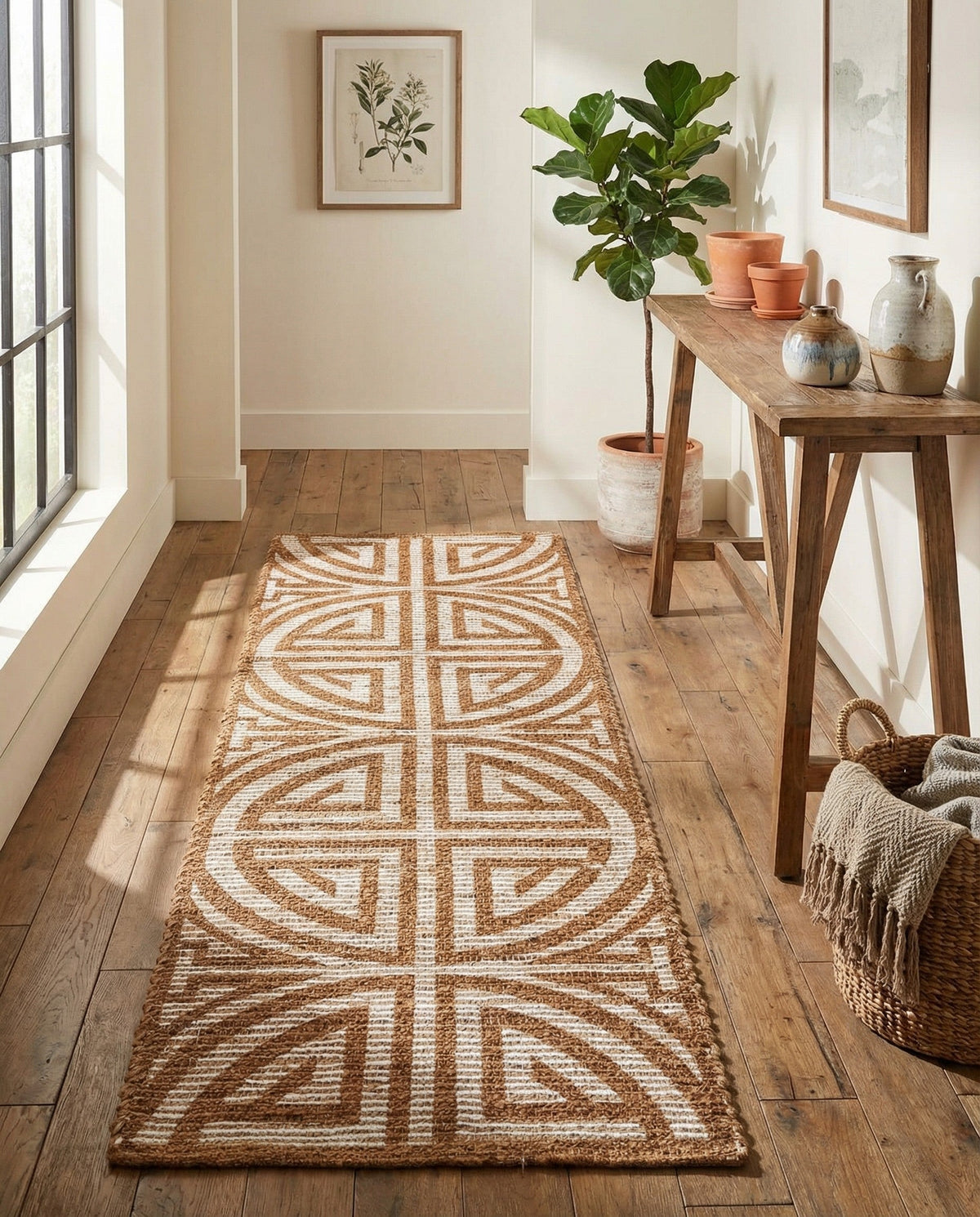 Savannah Threads Collection Area Rug -  Thar Runner Light Brown and Ivory  lifestyle 161