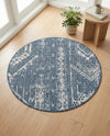 Desert Nomad Terrace Collection Area Rug - Sahara (Blue) Round Blue  lifestyle 59