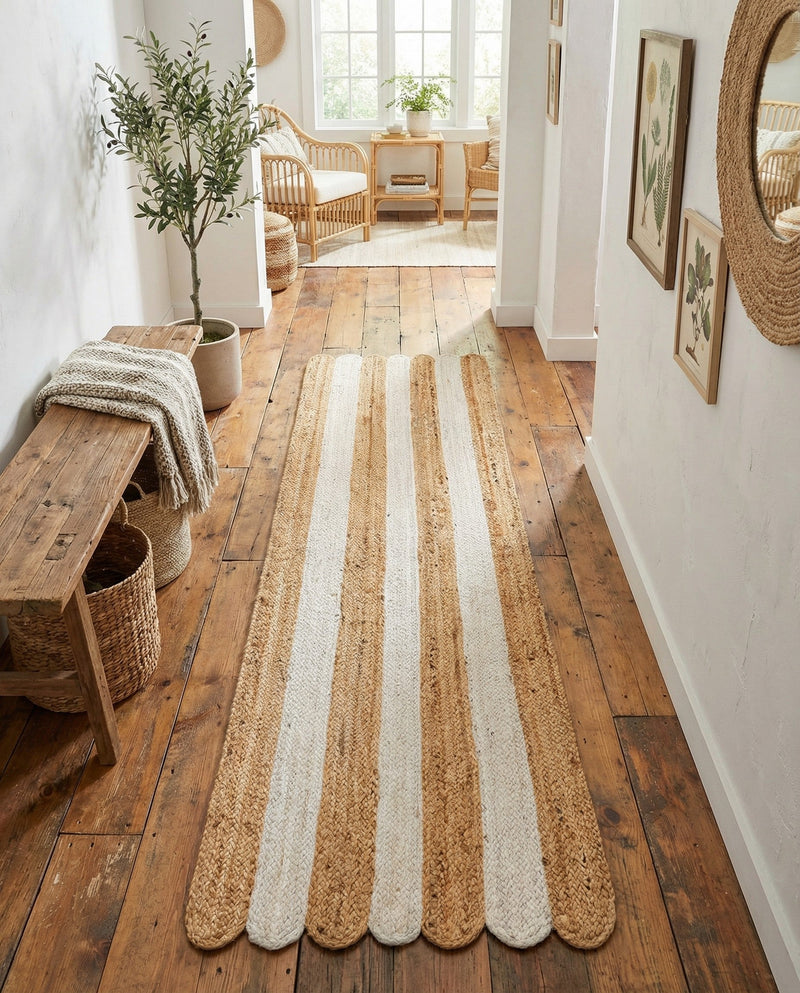 Serenity Braided Jute Collection Area Rug - Luna Runner Natural and Ivory  lifestyle 53