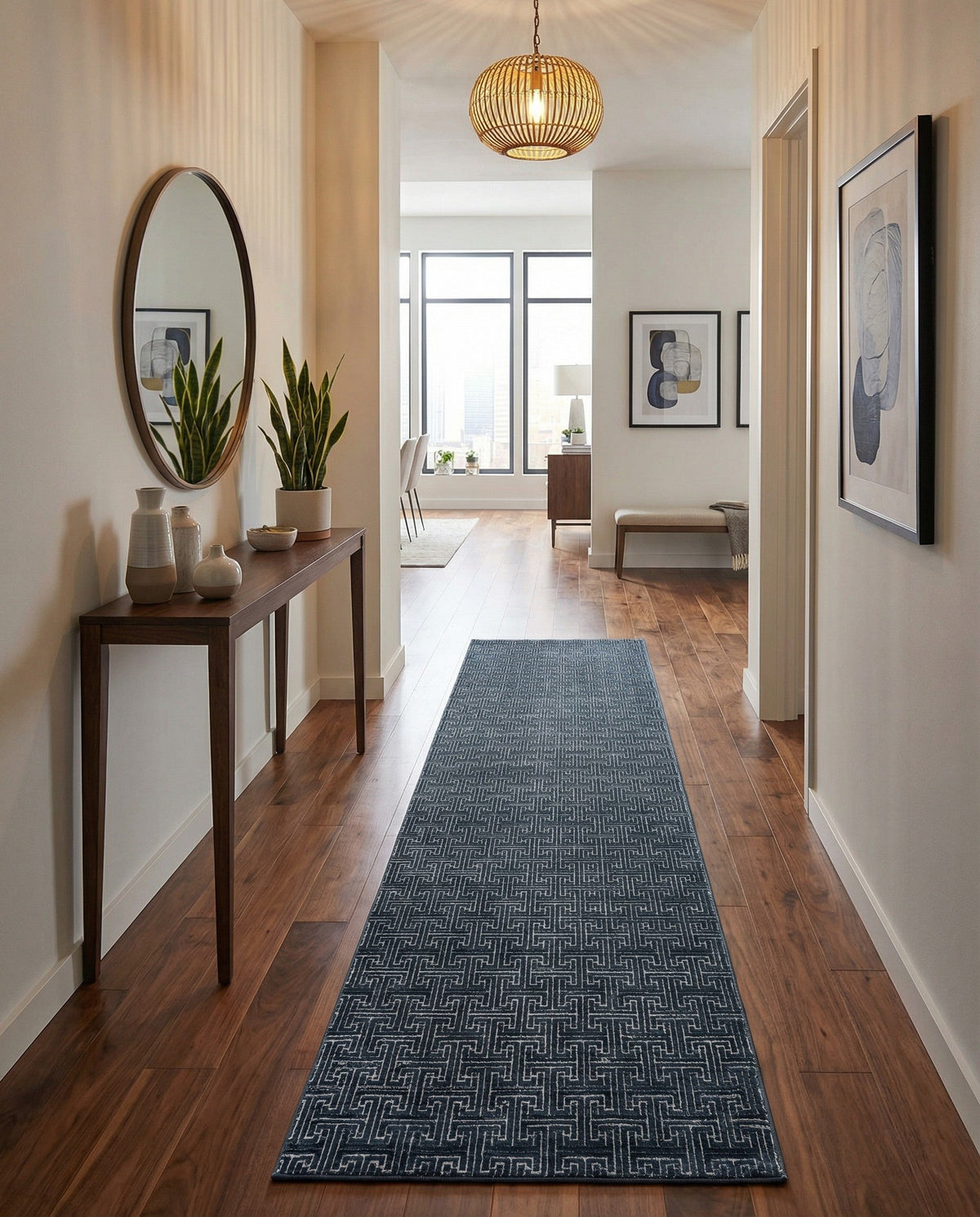 Metro Heights Collection Area Rug -  Hamilton Runner Navy Blue  lifestyle 78