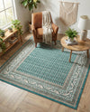 Soho Elegance Collection Area Rug -  Mercer (Turquoise) Square Turquoise  lifestyle 58
