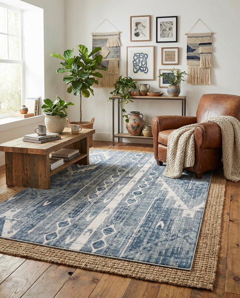 Cascade Range Collection Area Rug - Hood (Blue Gray) Rectangle Blue Gray  lifestyle 26