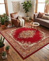Tabriz Tapestry Collection Area Rug - Azerbaijan (Burgundy) Square Burgundy  lifestyle 33