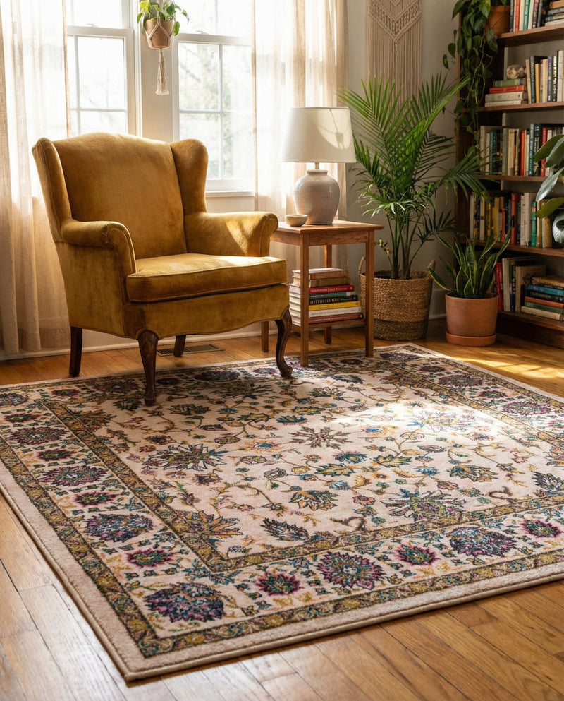 Casablanca Tapestry Collection Area Rug -  Marrakech (Ivory) Square Ivory  lifestyle 21