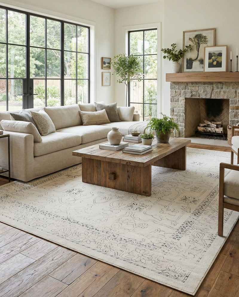 Savannah Soiree Collection Area Rug -  Everglade (White) Rectangle White  lifestyle 13