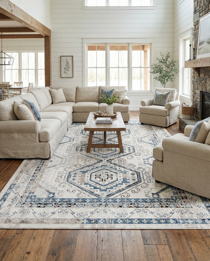 Savannah Elegance Collection Area Rug -  Tybee (Gray Blue) Rectangle Gray Blue  lifestyle 28