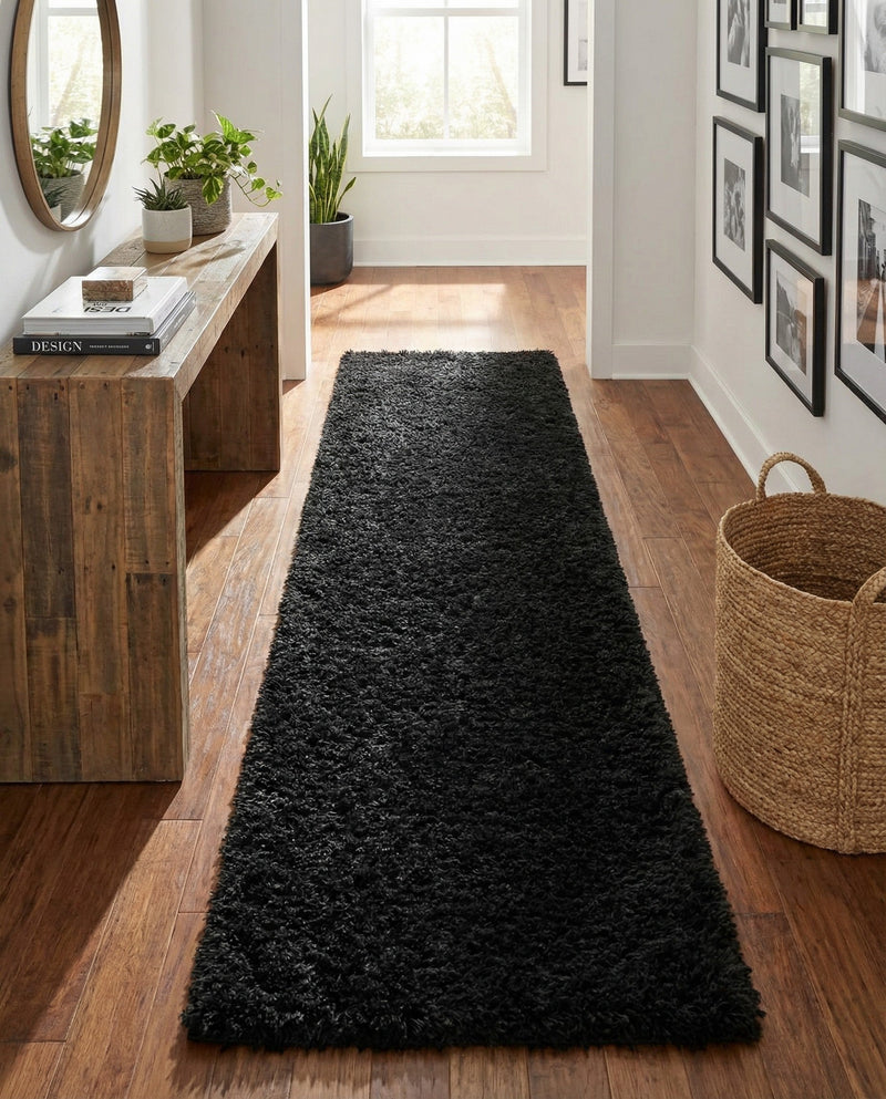Eternal Plush Oasis Collection Area Rug -  Tranquility (Onyx Black) Runner Onyx Black  lifestyle 63