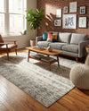 Brighton Stripes Collection Area Rug - Sussex (Ivory and Gray) Rectangle Ivory and Gray  lifestyle 4