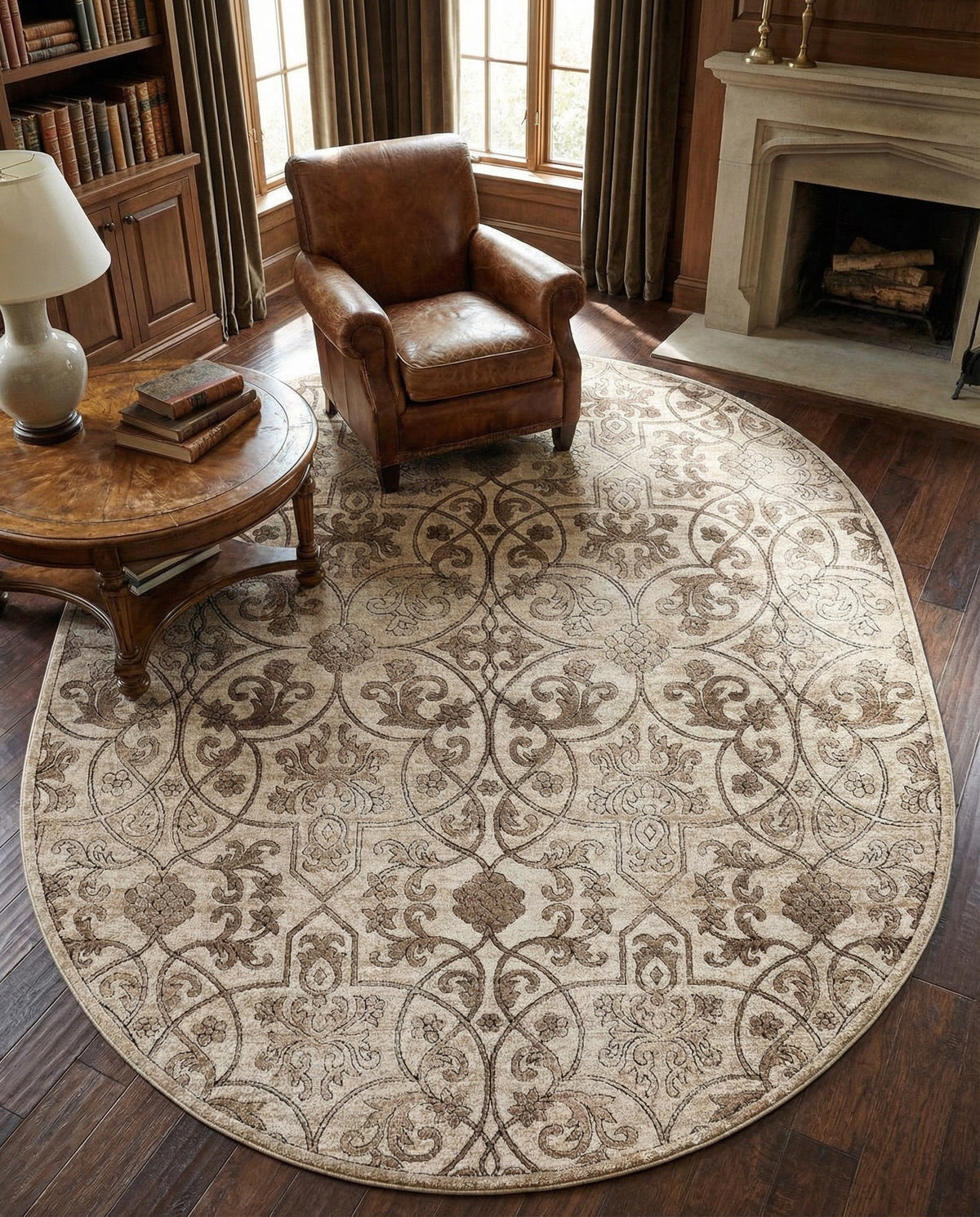 Andes Summit Collection Area Rug -  Merida Oval Dark Beige  lifestyle 79