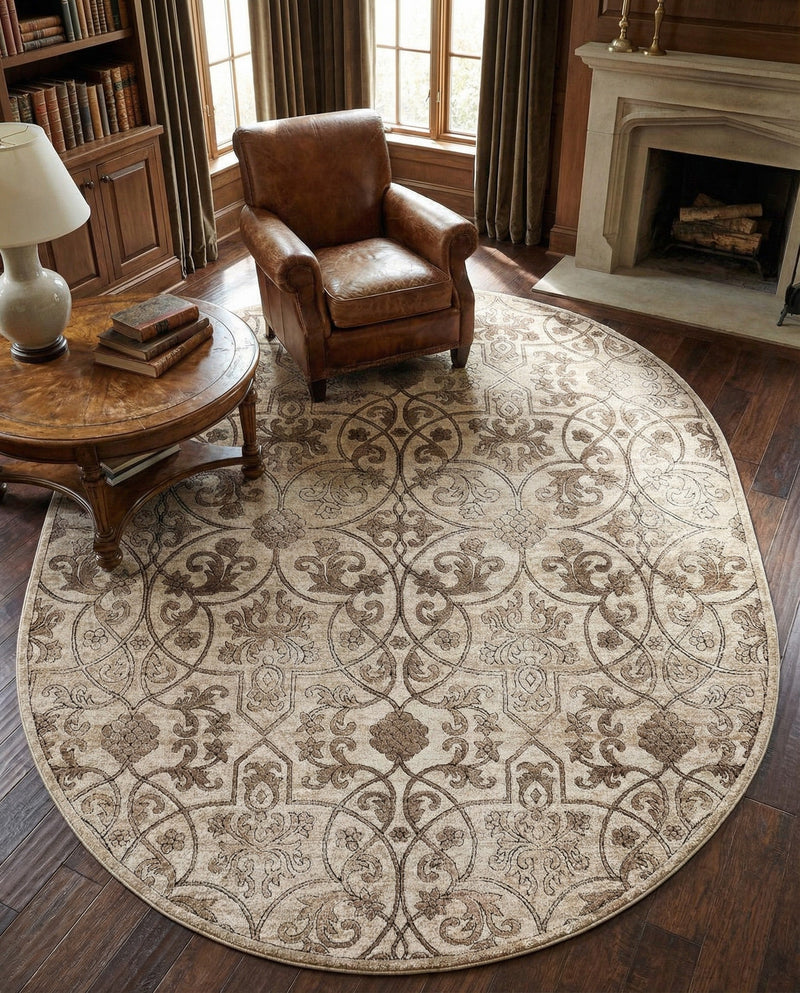 Andes Summit Collection Area Rug -  Merida Oval Dark Beige  lifestyle 79