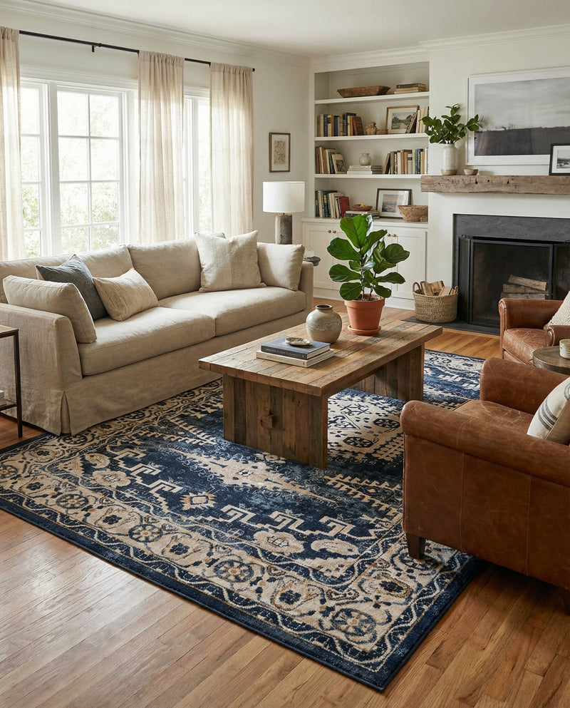 Eden Oasis Collection Area Rug -  Refuge (Dark Blue) Rectangle Dark Blue  lifestyle 18