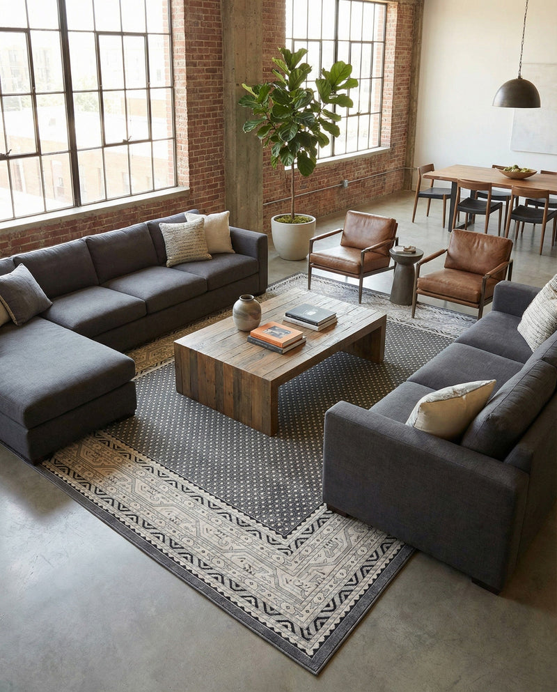 Soho Elegance Collection Area Rug -  Mercer (Gray) Rectangle Gray  lifestyle 31