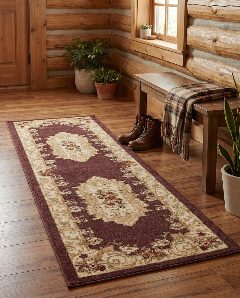Versailles Elegance Collection Area Rug -  Louveciennes (Brown) Runner Brown  lifestyle 45