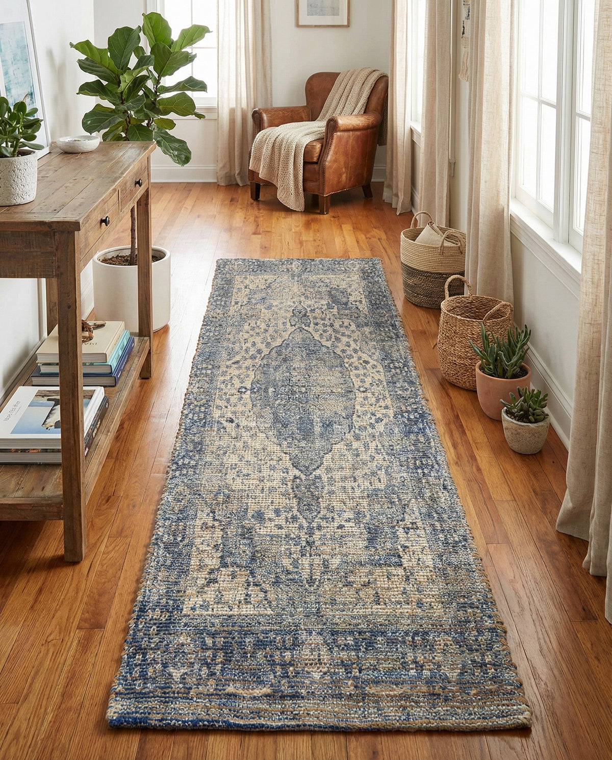 Savannah Threads Collection Area Rug - Charleston Runner Blue  lifestyle 89