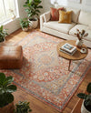 Seville Stripes Collection Area Rug - Cadiz (Brick Red) Square Brick Red  lifestyle 70