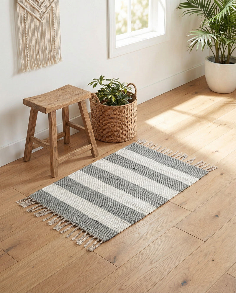 Tassel Trail Collection Area Rug - Pathway (Gray) Rectangle Gray  lifestyle 20