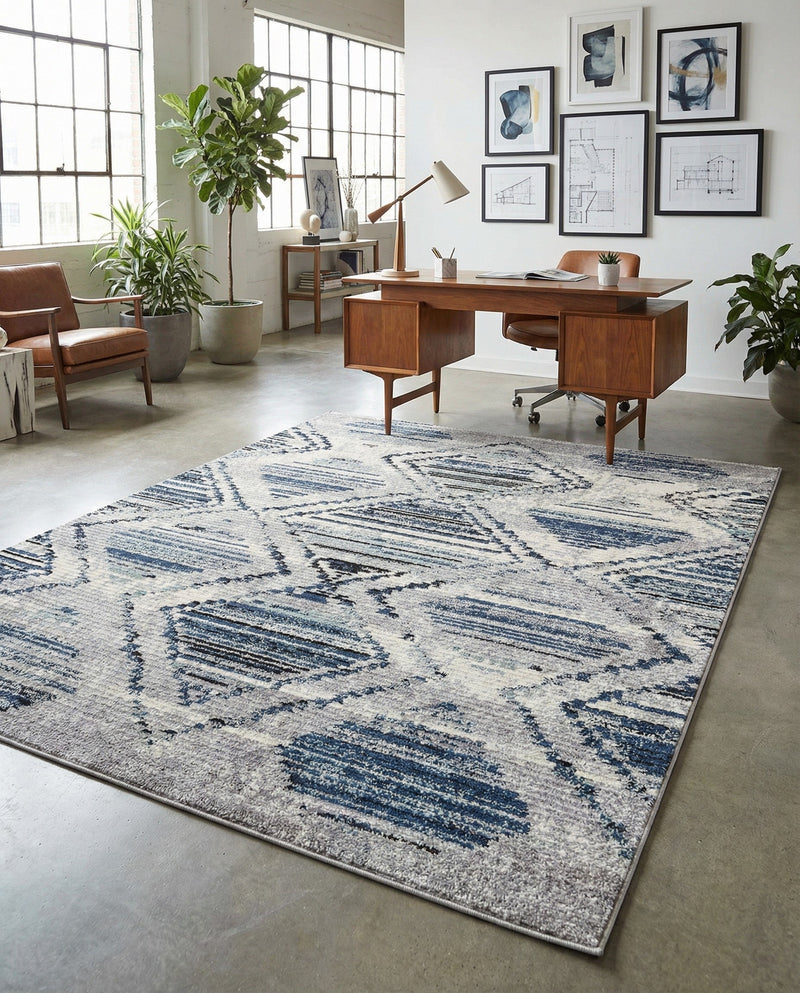 Marrakech Mosaic Collection Area Rug -  Atlas Rectangle Blue Gray  lifestyle 4