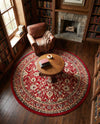 Isfahan Elegance Collection Area Rug - Naghsh-e Jahan (Red) Round Red  lifestyle 51