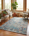 Savannah Threads Collection Area Rug - Tybee Rectangle Teal blue  lifestyle 20
