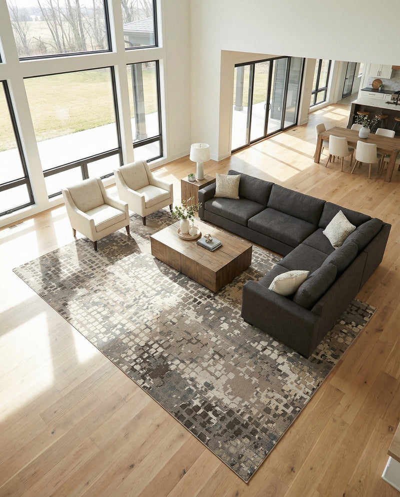 Chromatic Oasis Collection Area Rug -  Tropic Rectangle Gray  lifestyle 26
