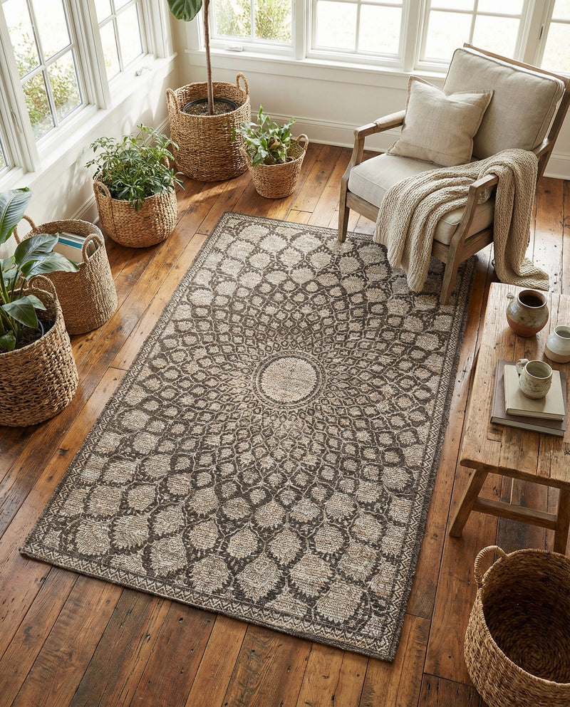 Savannah Threads Collection Area Rug -  Serengeti Rectangle Charcoal and Ivory  lifestyle 7