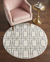 Hollywood Luxe Collection Area Rug -  Beverly (White Silver) Round White Silver  lifestyle 50