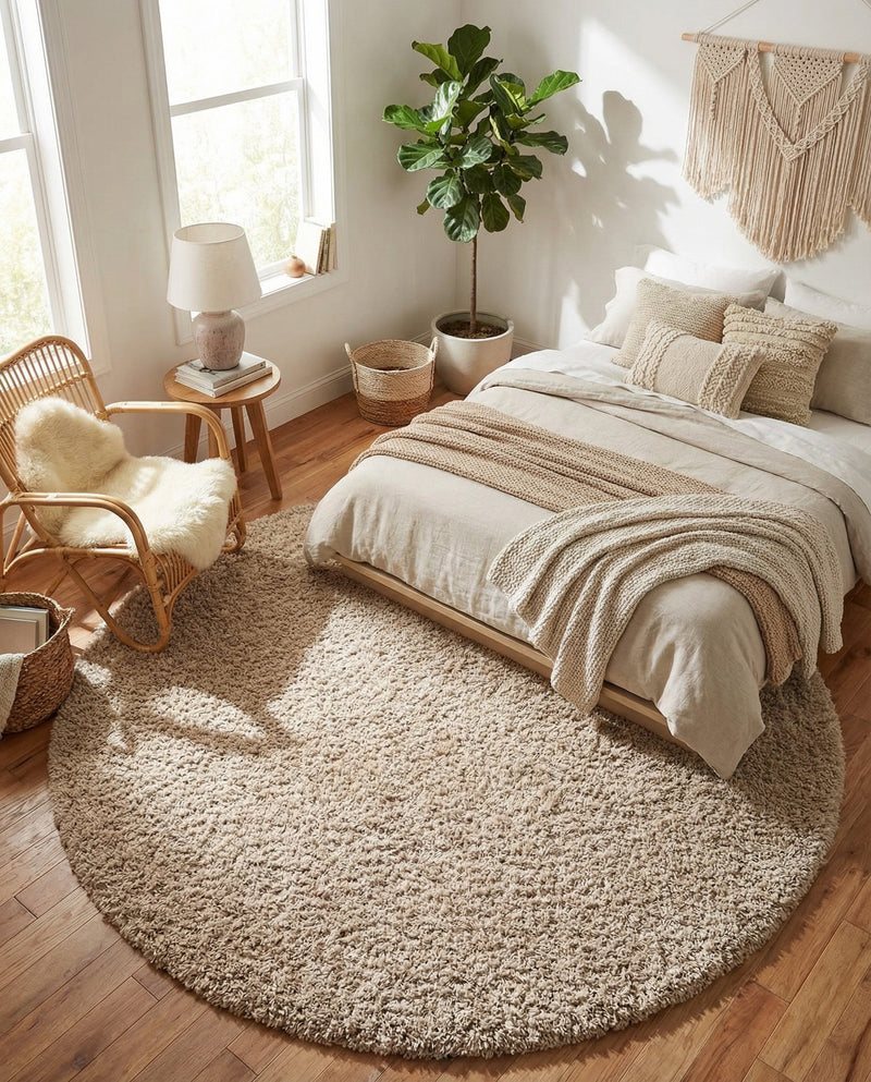 Alpine Plush Collection Area Rug -  Cortina (Linen) Round Linen  lifestyle 79