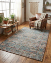 Savannah Threads Collection Area Rug - Tybee Rectangle Teal blue  lifestyle 15