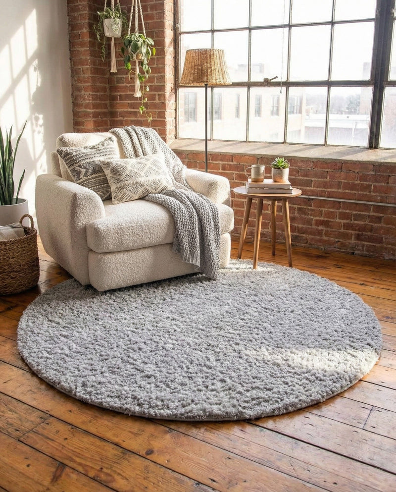 Alpine Plush Collection Area Rug -  Cortina (Sterling) Round Sterling  lifestyle 75