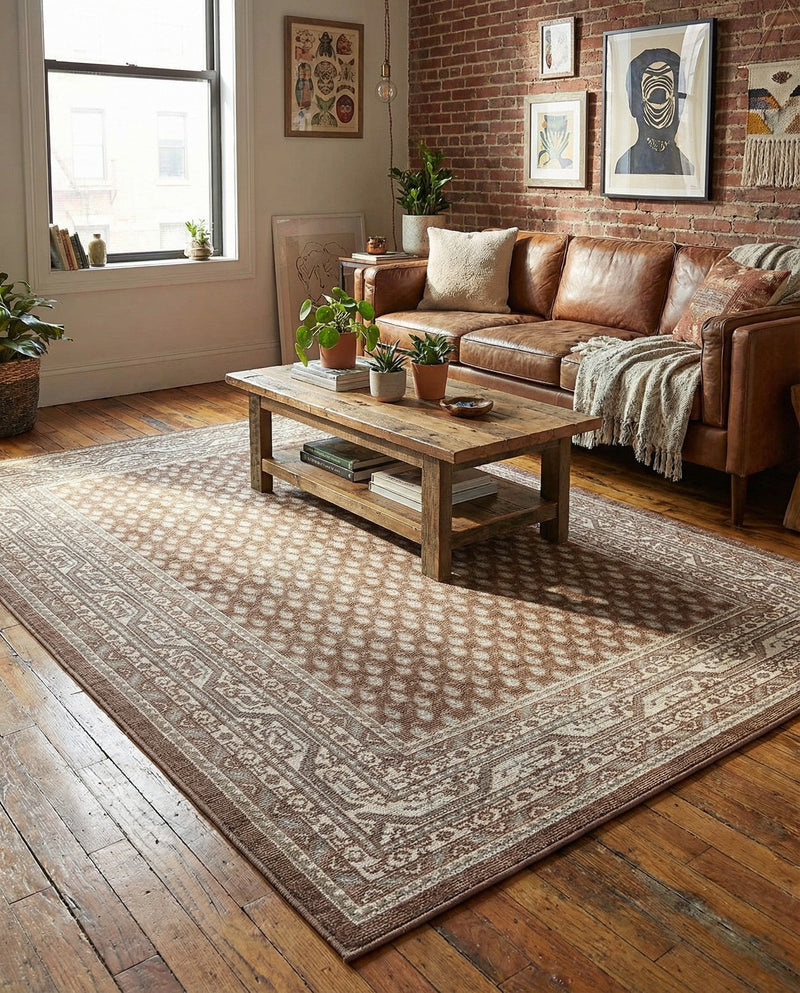 Soho Elegance Collection Area Rug -  Mercer (Brown) Rectangle Brown  lifestyle 4