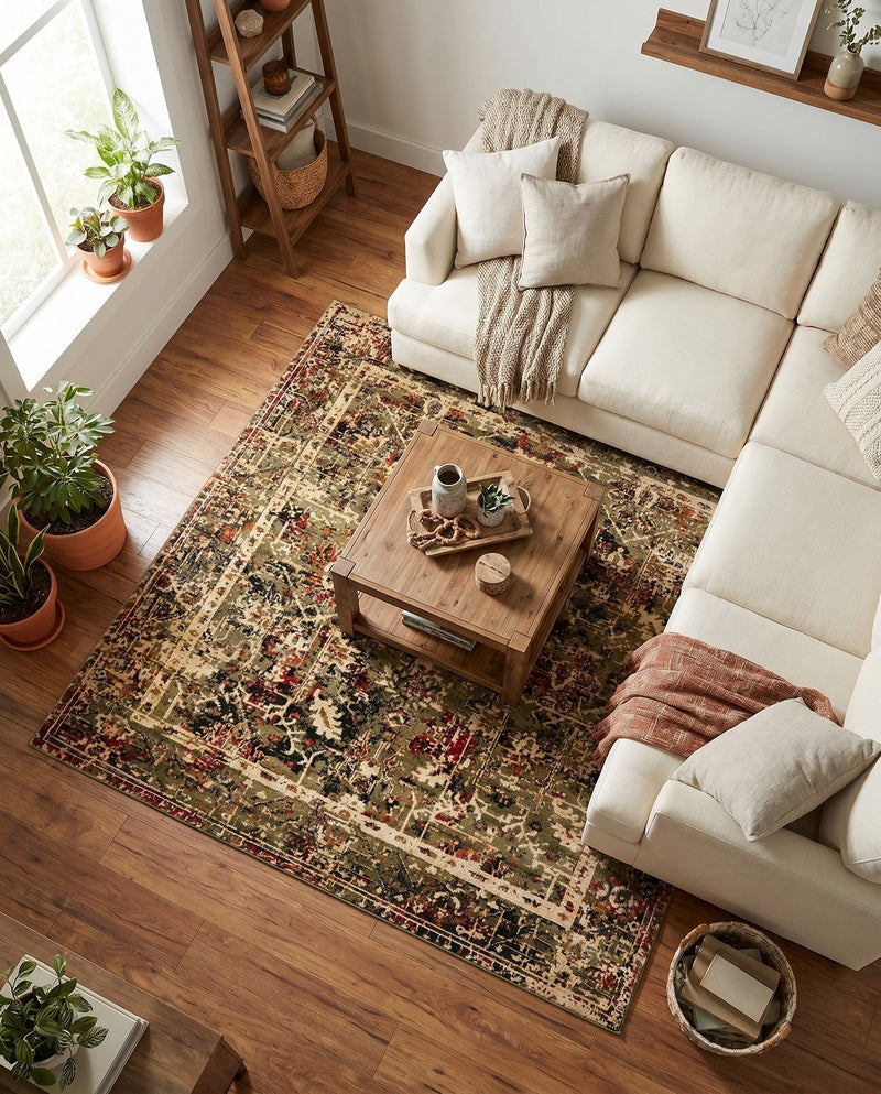 Neptune Elegance Collection Area Rug -  Galatea (Green) Square Green  lifestyle 36
