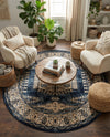 Eden Oasis Collection Area Rug -  Refuge (Dark Blue) Round Dark Blue  lifestyle 73