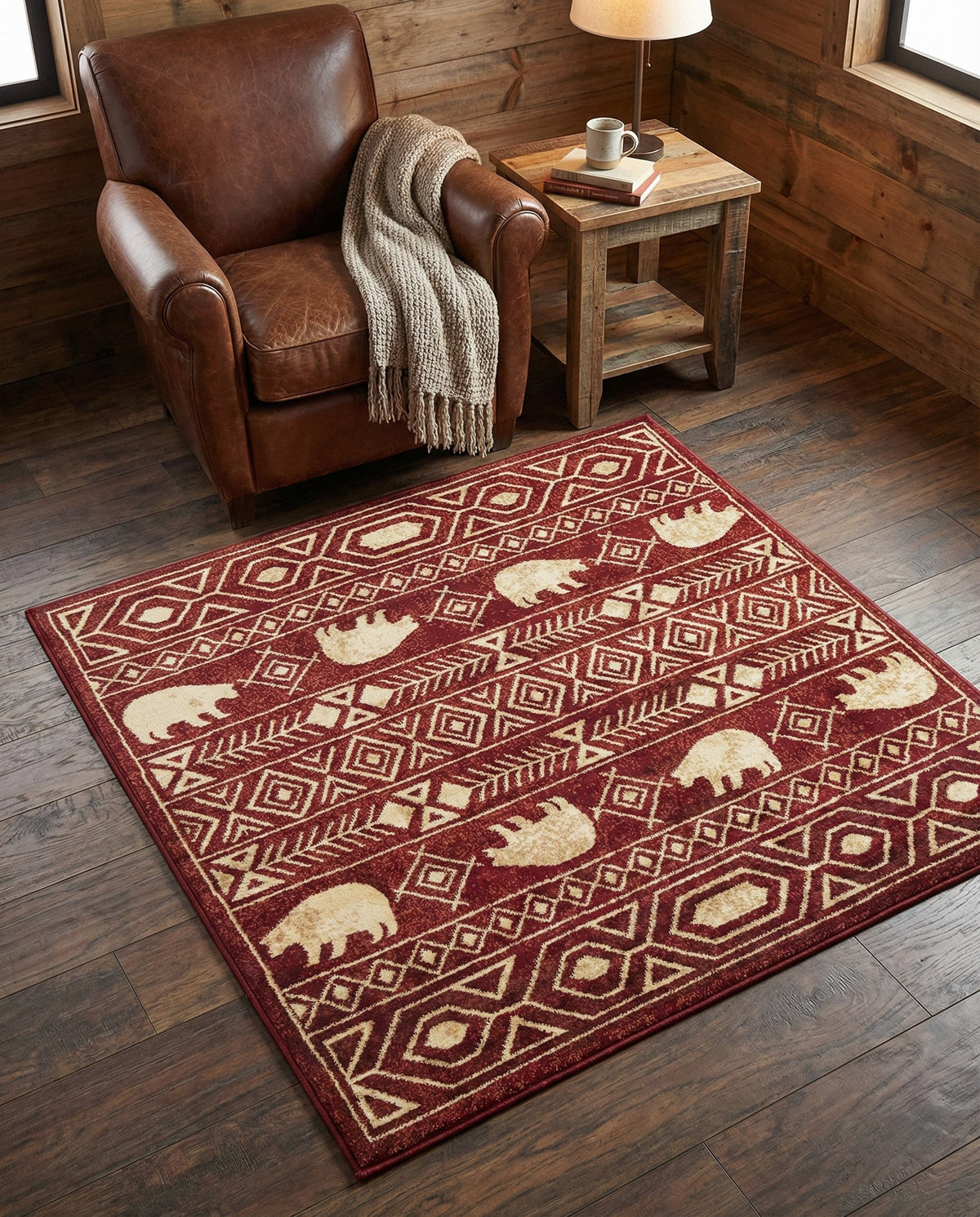 Frontier Trails Collection Area Rug -  Sedona Square Red  lifestyle 117