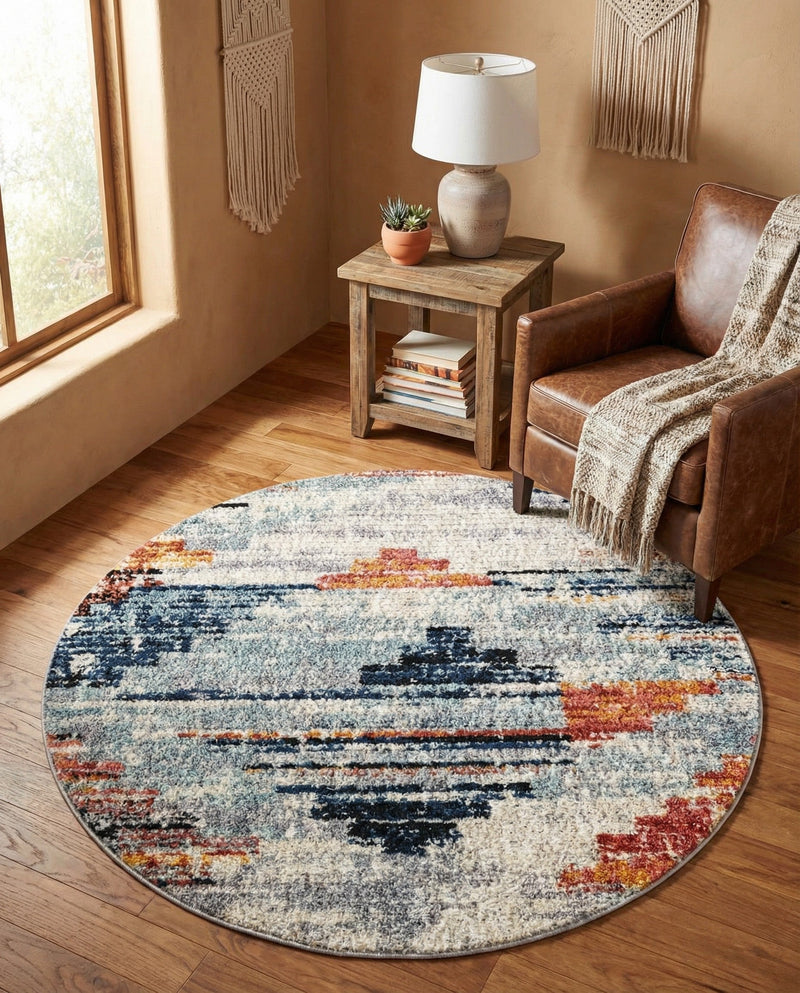 Santa Fe Trails Collection Area Rug -  Arroyo Round Multi  lifestyle 78