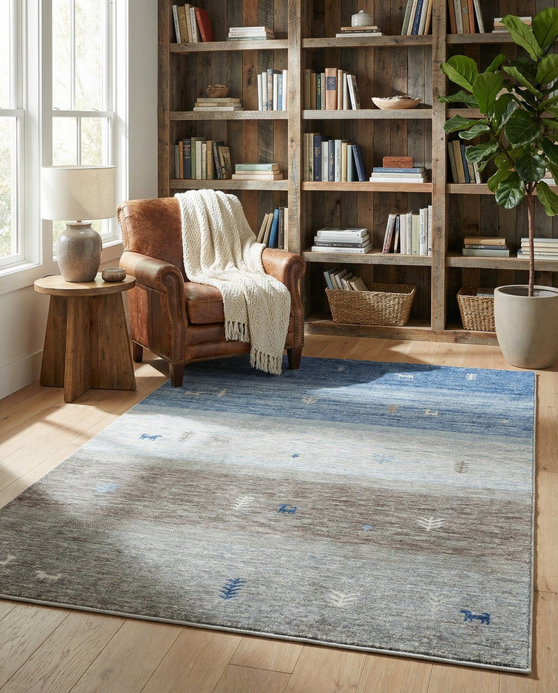 Zagros Shades Collection Area Rug -  Sisakht Rectangle Blue Gray  lifestyle 18