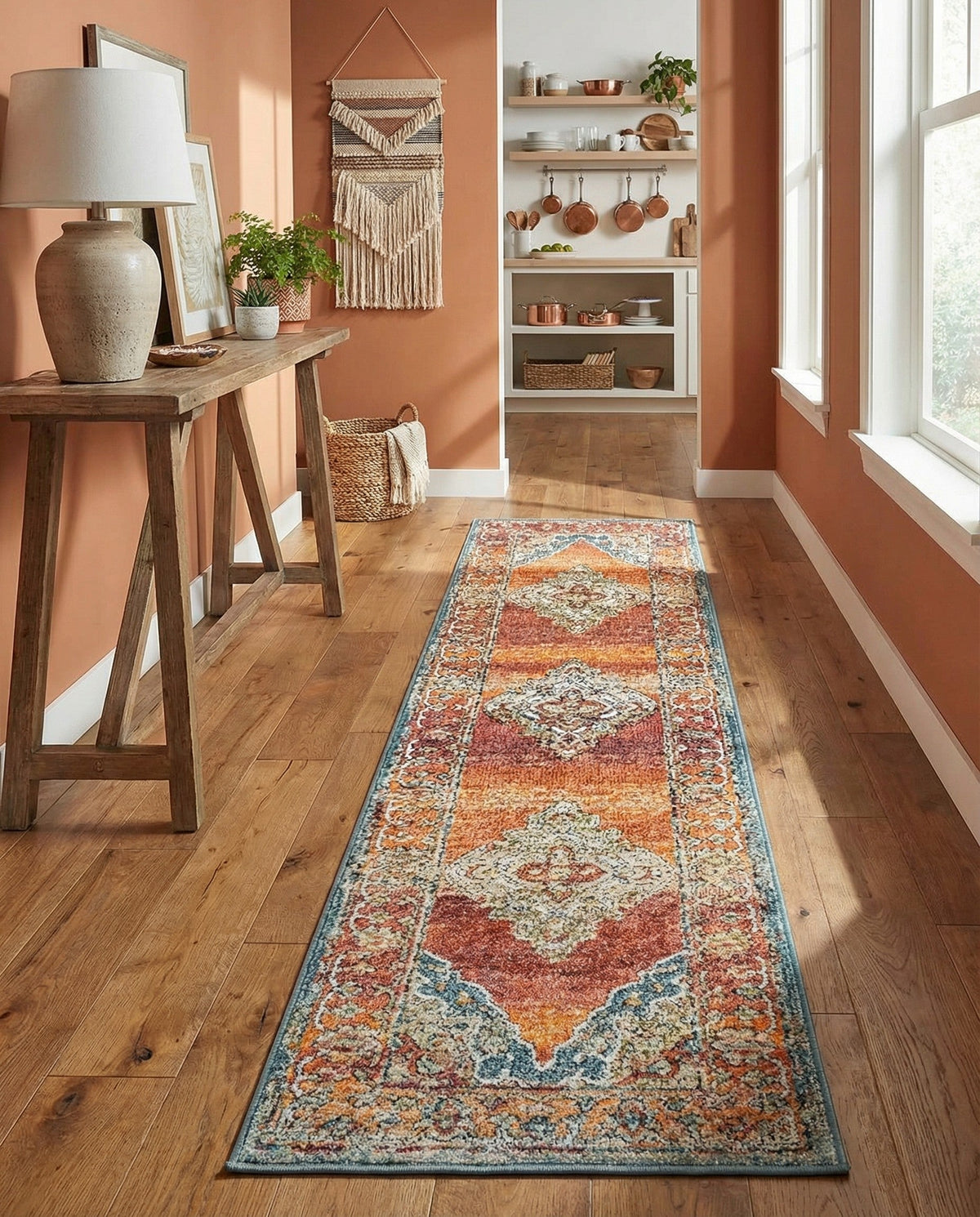 Savannah Soiree Collection Area Rug - Serengeti (Rust Red) Runner Rust Red  lifestyle 82