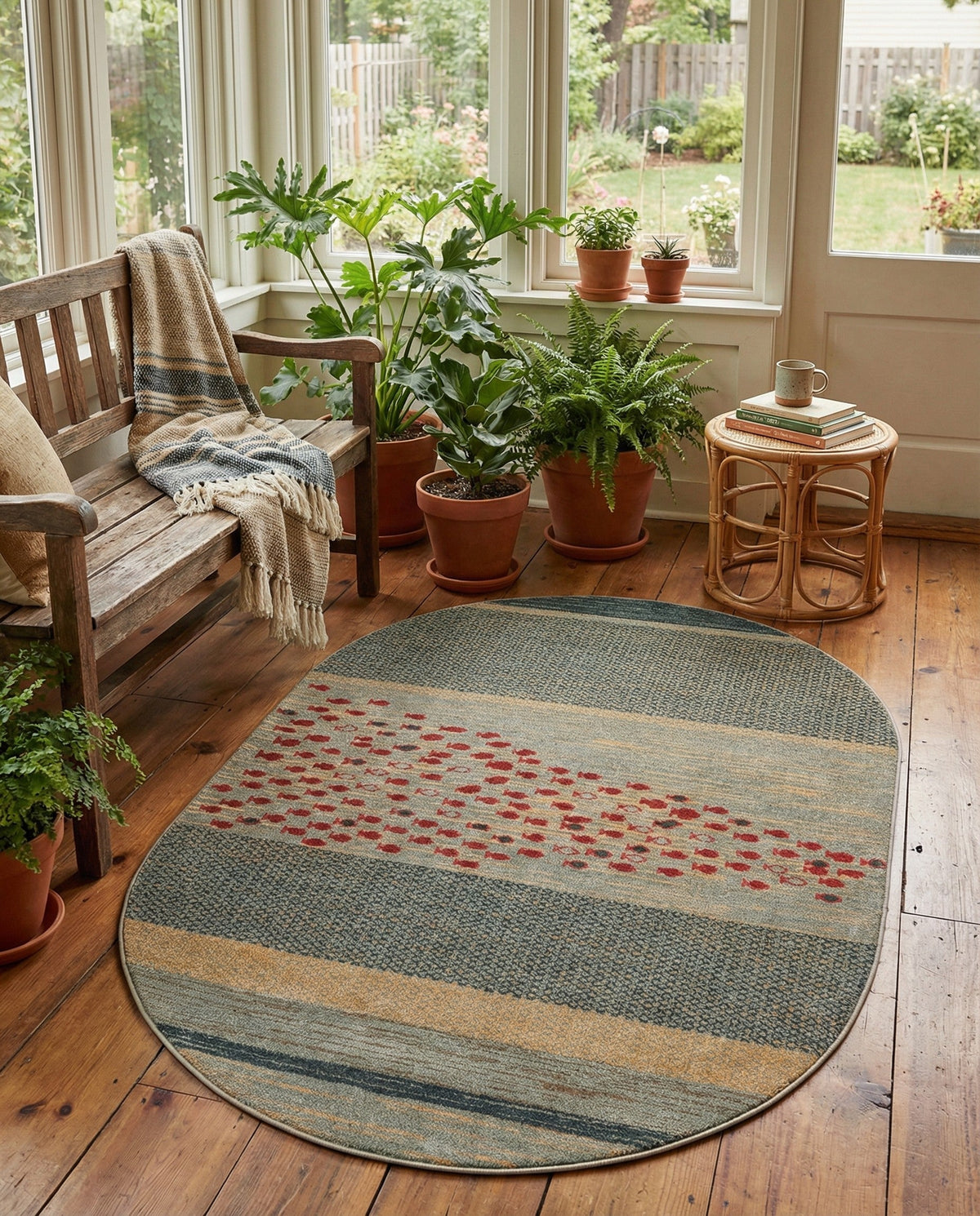 Zagros Oasis Collection Area Rug -  Kermanshah Oval Blue  lifestyle 53