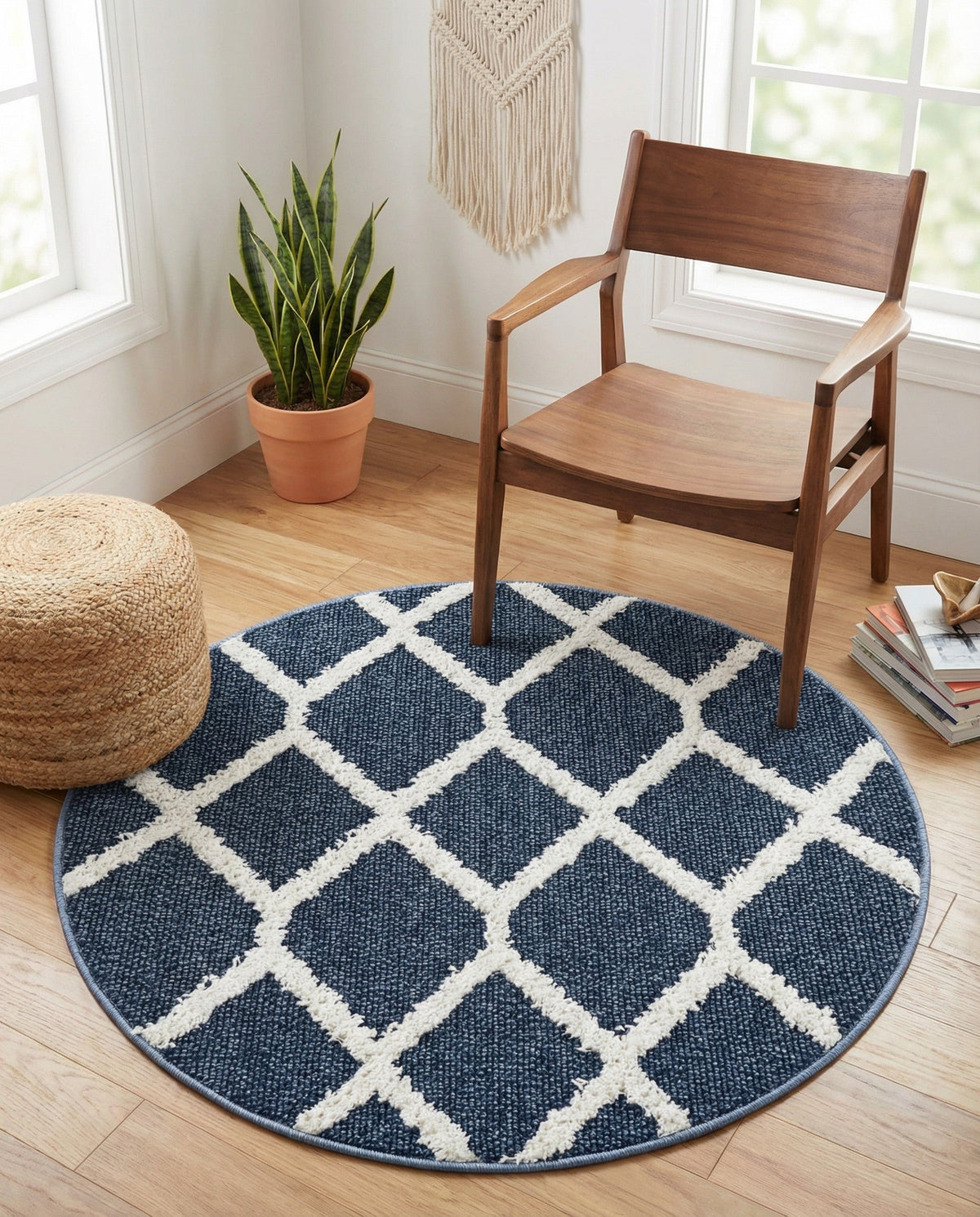 Sahara Chic Collection Area Rug -  Tuareg Round Blue  lifestyle 97