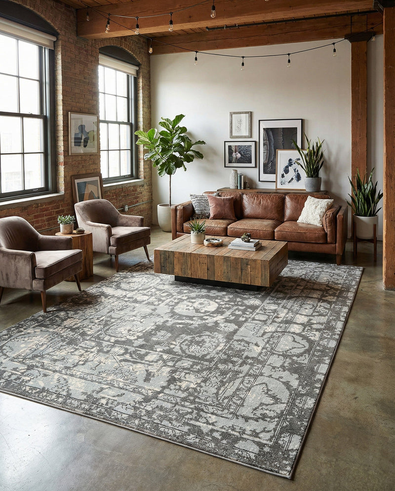 Horizon Collection Area Rug -  Zenith Rectangle Gray  lifestyle 40