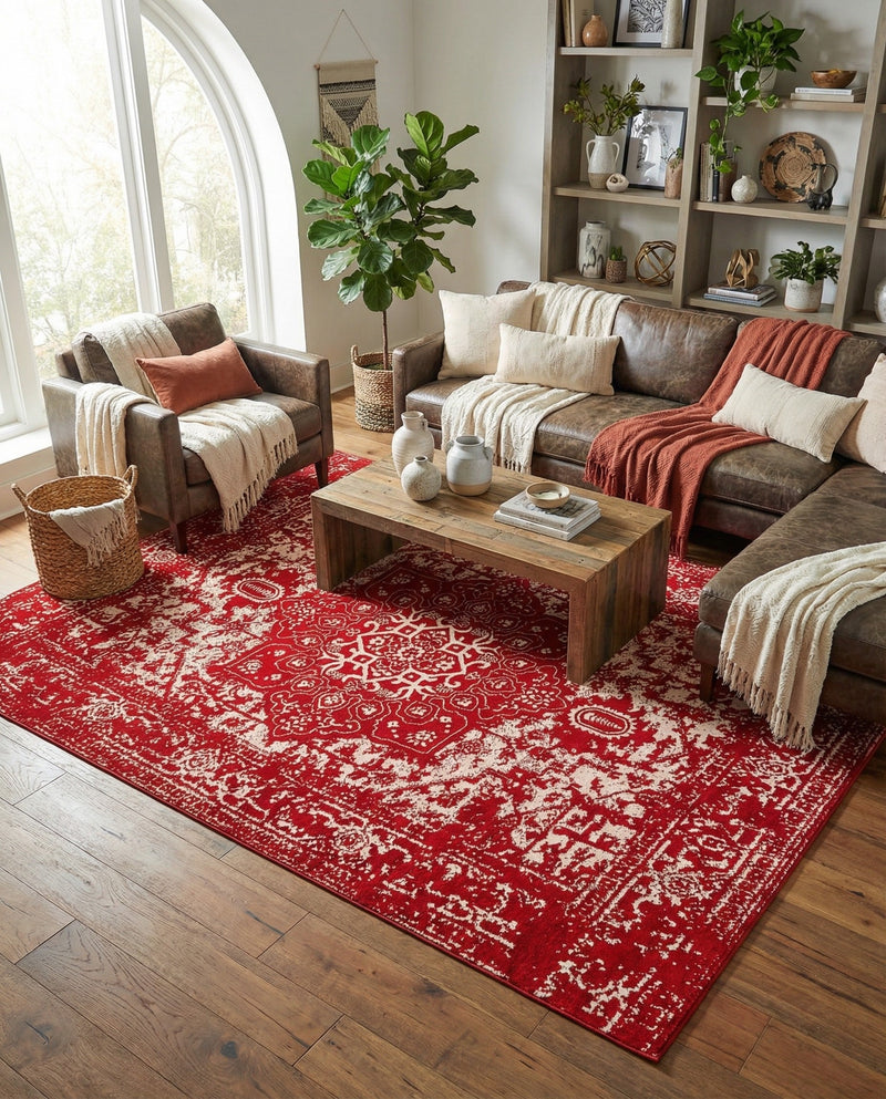 Georgetown Rugs Collection Area Rug - Dupont (Red) Rectangle Red  lifestyle 17