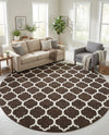 Lattice Gardens Collection Area Rug -  Bloomfield (Chocolate Brown) Round Chocolate Brown  lifestyle 51