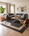 Osian Looms Collection Area Rug - Durham Rectangle Black  lifestyle 48