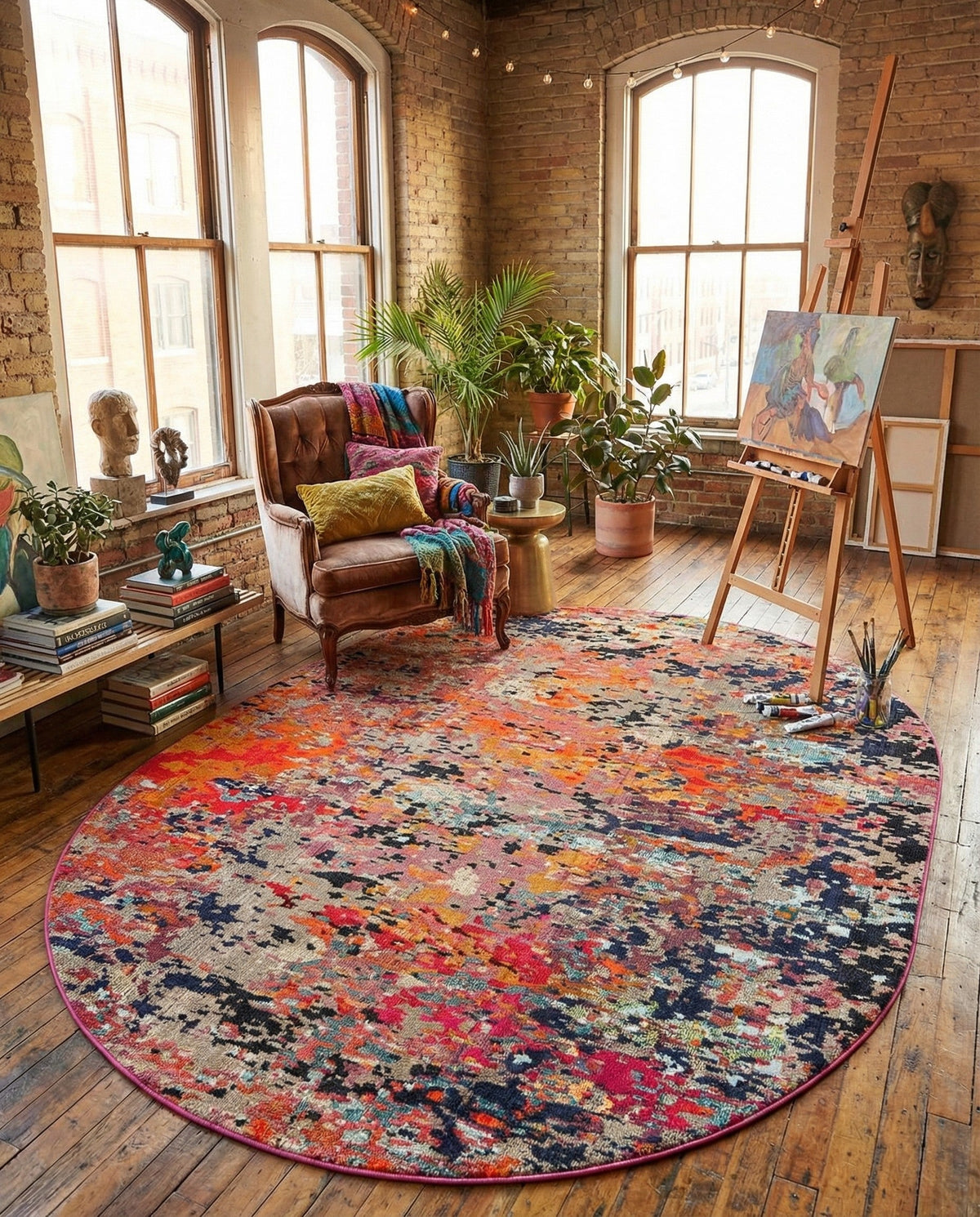 Colorburst Oasis Collection Area Rug -  Prism Oval Multi  lifestyle 81