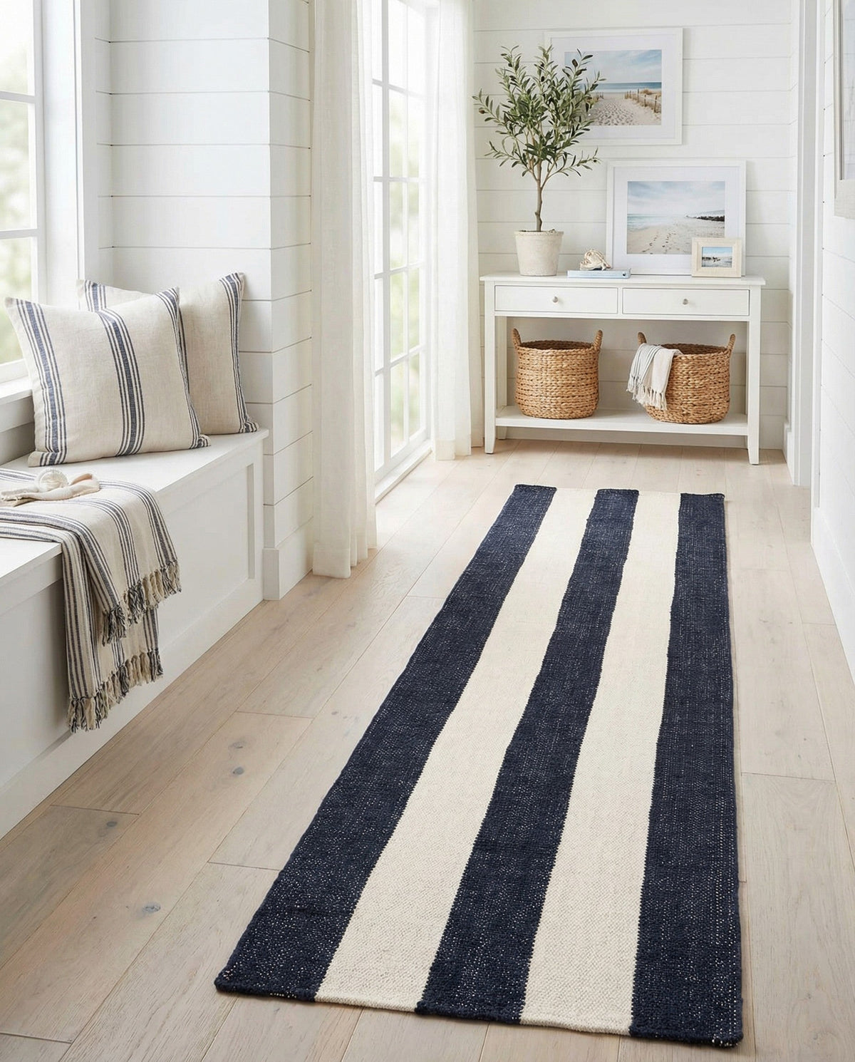 Martha's Vineyard Blueprints Collection Area Rug - Edgartown Runner Nautical Navy  lifestyle 176